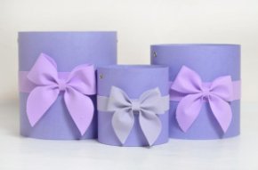 Коробки круглые без крышек Набор из 3х (16*16/18*18/20*20) с бантом светло-фиолетовый