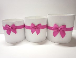 Коробки круглые без крышек Набор из 3х (16*16/18*18/20*20) с бантом белый