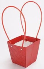 Пакет подарочный тисненый, 12*8*12.5 см красный