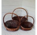 Набор корзин из ивы, 3 шт, овал, 44*34*10*18*44; 38*29*9*16*39; 32*24*8*14*34см, коричневый