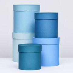 Коробки круглые набор из 5-ти (13*13/15*15/16*16/18/18 /20*20) Голубой