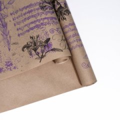 Крафт бумага Лилияцв. черный-сиреневый на коричневом фоне 720/8,5 м