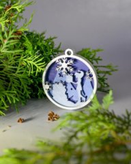 Игрушка новогодняя четырехслойная Эльф синяя/серебро 90 мм