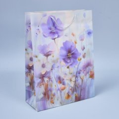Пакет подарочный Цветочная акварель 8, 40*30*12см (уп 12шт)
