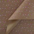 Крафт бумага Сердечки 2 розовый/белый на коричневом фоне 700мм/60гр/10м± 5%