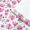 Крафт бумага Пионы розовый на белом фоне 720мм/60гр/10м ± 5%