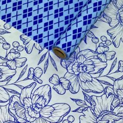 Пленка матовая двухсторонняя Фаворит ромбы синие 58см/10м±5%/50мкр