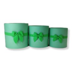 Коробки круглые без крышек Набор из 3х (16*16/18*18/20*20) с бантом морская волна