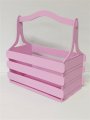 Декоративный ящик из фанеры реечный прямоугольный 250*125 h255 нежно-розовый
