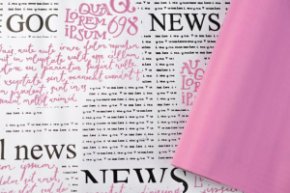 Пленка матовая двухст. с рисунком Газета цв.пудровыйт 58см*10м*50мкр