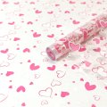 Пленка прозрачная двухцветная Сердечки 2 бело-розовые 70см*200гр ± 5%