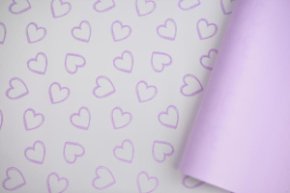 Пленка матовая двухст.с рисункомСердцецв.нежная сирень 58см*12м±5% 50мкр