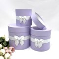 Коробки круглые Набор из 3х (13*13/16*16/18*18) с бантиком Светло-сиреневый