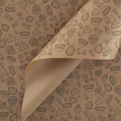 Крафт бумага Праздник черный на коричневом фоне 70см/60гр/10м± 5%