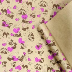 Крафт бумага Ля Мур коричневый/розовый на коричневом фоне 720мм/60гр/10м ± 5%