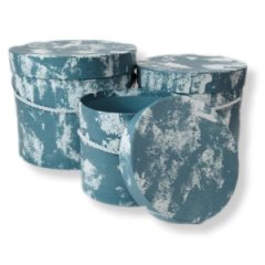 Набор коробок картон 3в1 ТУБА+ручки (15,5*15/23*19,5см) - мрамор на голубом 10702070/220420/0081287,