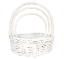 Набор корзин из ивы 3шт, круг, 45*15.5*HH45, 38*13*HH40, 33*11*HH31см, белый