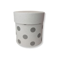Коробка круглая 16*16 Горох крупный белая