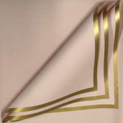 Пленка матовая Рамка золотая/королевско-розовый 20 листов 58*58см 65мкм