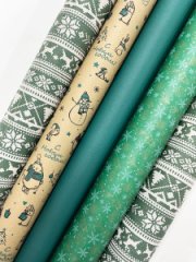 Крафт бумага набор листов Новый год изумруд 0,68*1м 8шт