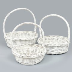Набор корзин из ивы 3шт, круг, 45*15.5*HH45, 38*13*HH40, 33*11*HH31см, белый