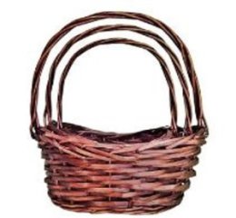 Корзины из ивы 36*28*12*16*37, 31*23*10*15*33, 26*19*10*12*29, 3шт, овал, коричневый