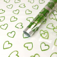 Пленка Сердечки контурные зеленые 70см*10ярд ± 5%