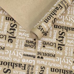 Крафт бумага Love storyцв.черный/белый на коричневом фоне 70см/60гр/60мкр/10м± 5%