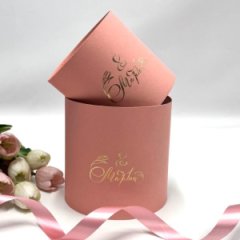 Коробки круглые набор без крышек из 2х (13*13/16*16) розовый с тиснением 8 Марта