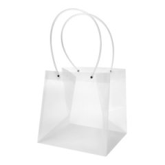 Прозрачная сумка с белыми ручками 16cm x 15cm x 17cm, 10шт/уп