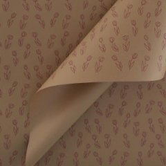 Крафт бумага Тюльпаны красный цв. на коричневом фоне 720мм/60гр/10м± 5%