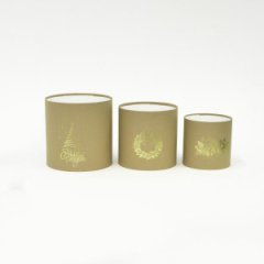 Набор шляпных коробок  3 в 1 крафт с тиснением НГ золото, 18*18 ‒13*13 см