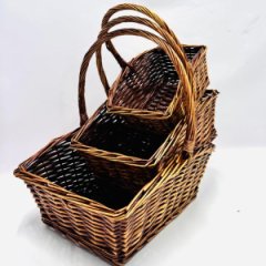 Корзины из ивы 40*34*17,5/13,5/40, 33*27*15,5/12/35, 26*20*13,5/10,5/30, 3шт, коричневый