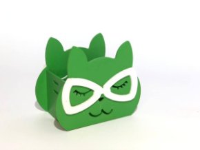 Кашпо Котики в очках  салатовый  (12*8*8,5)