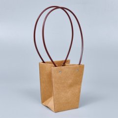 Сумка с пластиковыми ручками 13*9,5*15,5 cm крафт (уп 10 шт)