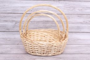 Корзины из ивы, 3шт, овал полоски, 38*30*13, 33*25*12, 28*20*10V натуральный
