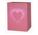 Пакет подарочный Сердце металл 32*26*10см розовый