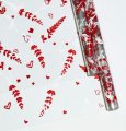 Пленка прозрачная двухцветная с рисунком Лаванда бело-красная 70см*10ярд ± 5%*