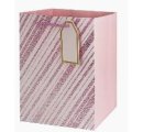 Пакет подарочный Металл диагональ, 32*26*12см, розовый