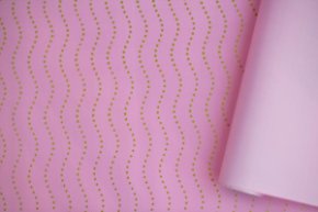 Пленка матовая двухст.с рисункомТочка волнацв.пудровый/золото 58см*12м±5% 50мкр