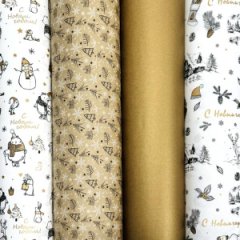 Крафт бумага набор листов Новый год золотой 0,68*1м 8шт