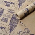 Крафт бумага Лондон фиолетовый цв. на коричневом фоне 70 см*8,5 ярд ± 5%
