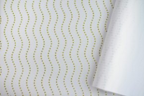 Пленка матовая двухст.с рисункомТочка волнацв.белый/золото 58см*12м±5% 50мкр