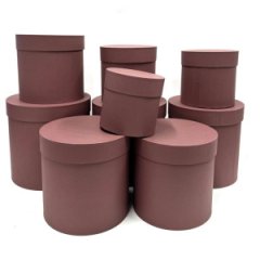 Набор круглых коробок 9 в 1 Кофе 23х23 - 13-13 см