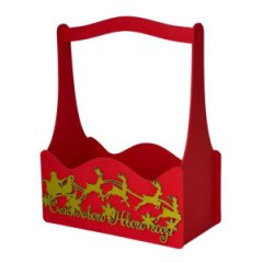 Декоративный ящик с высокой ручкой 255*125 h300 Счастливого нового года красный декор золото