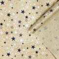 Крафт бумага Звезды белый/графитовый на коричневом фоне 720мм/40гр/10м± 5%