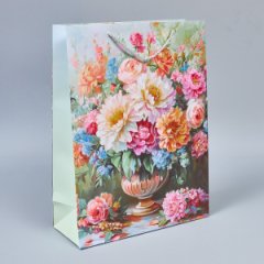 Пакет подарочный Цветочная акварель 11, 40*30*12см (уп 12шт)