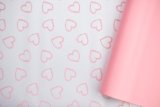 Пленка матовая двухст.с рисункомСердцецв.бледно-розовый 58см*12м±5% 50мкр