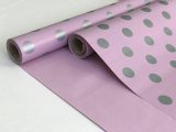 Пленка матовая 2-х сторонняя с рисунком виолетт-горох серебро 580мм/12м±5% 50мкр