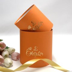 Коробки круглые набор без крышек из 2х (13*13/16*16) оранжевый с тиснением 8 Марта